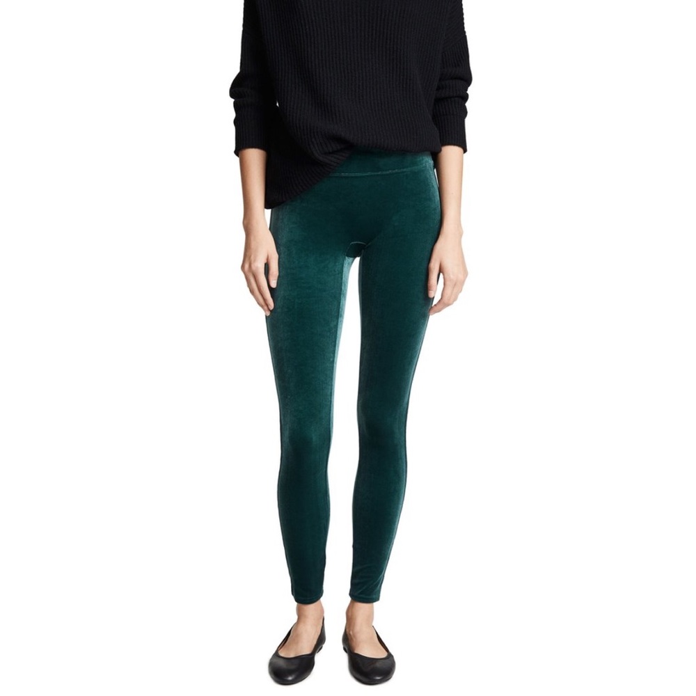 Spanx Velvet Leggings in Color Malachite - Picture 3 of 7